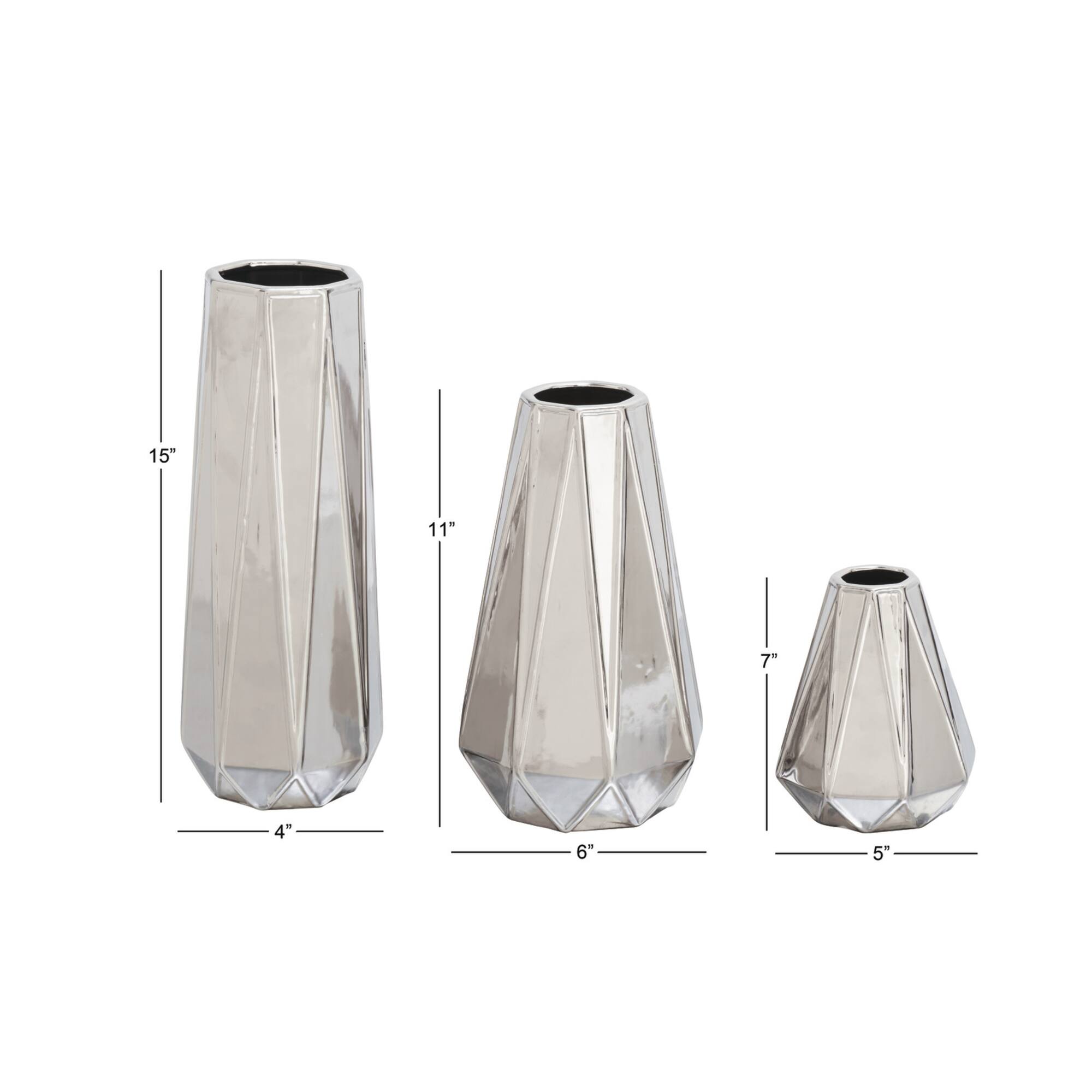 CosmoLiving by Cosmopolitan Silver Stoneware Glam Vase Set